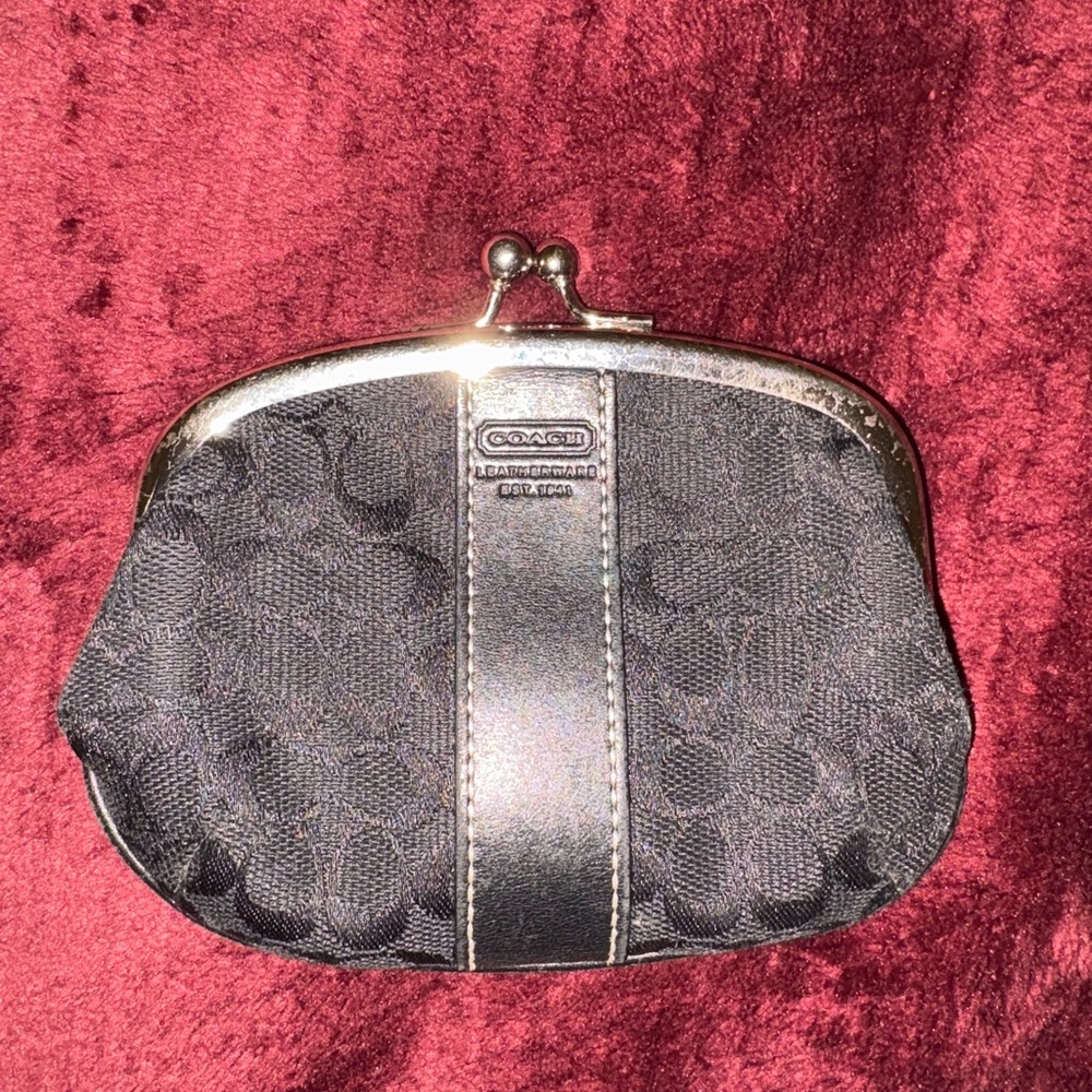 Coach Black kisslock pouch